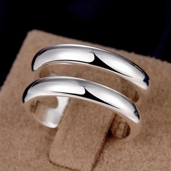 Sterling Silver Double Wrap Open Cuff Ring Jewelry NEW - Picture 3 of 3